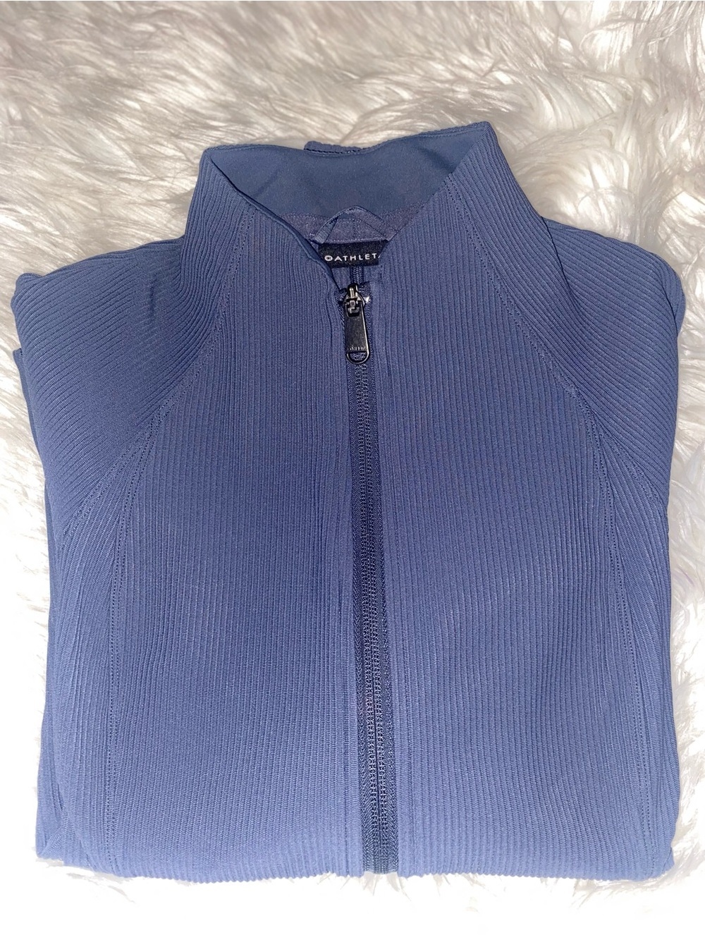 Athleta Womens Ribbed Full Zip Salutation Jacket Mock Neck Size Small